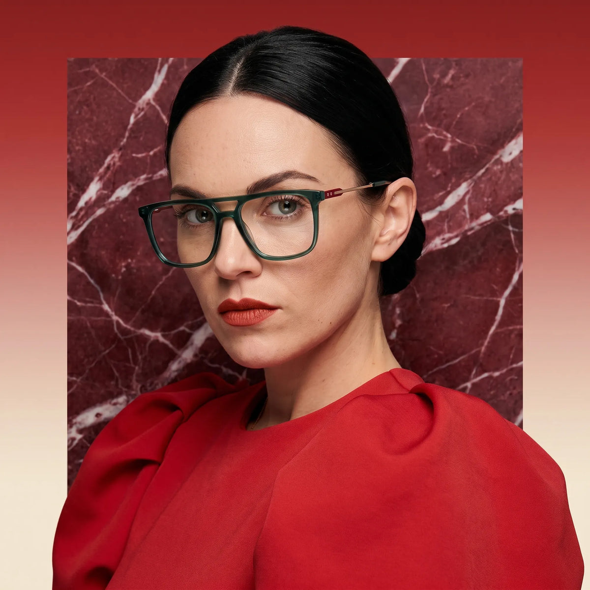 Fiore 10177 square aviator acetate and metal reading glasses, green frame · ReFramed, photo 100 of 100