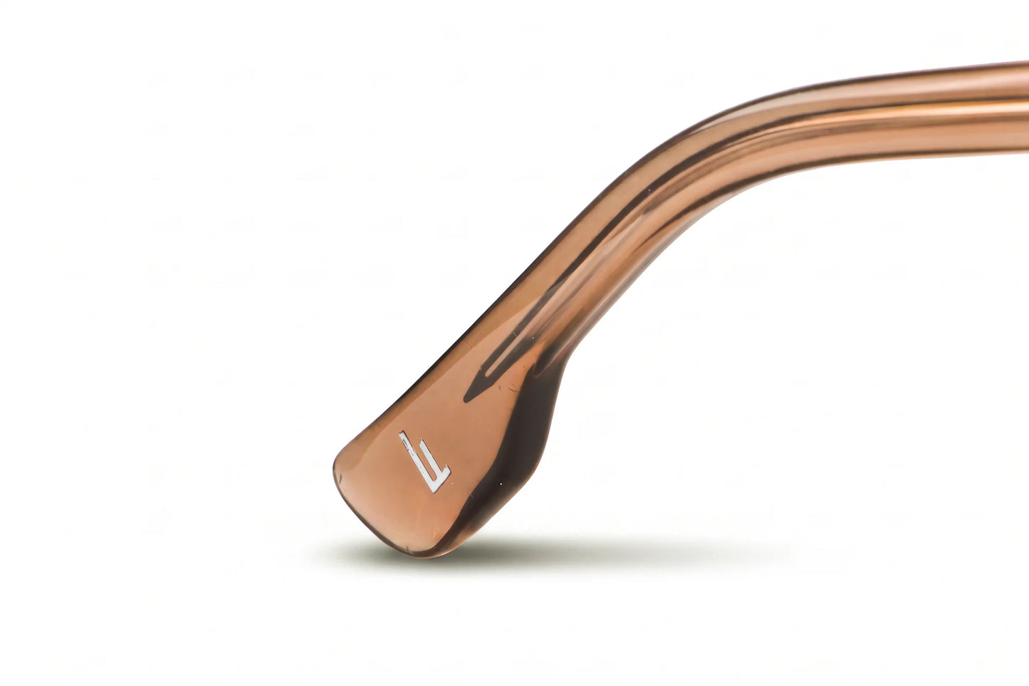 Fiore 1038 eyeglasses in brown – temple logo detail