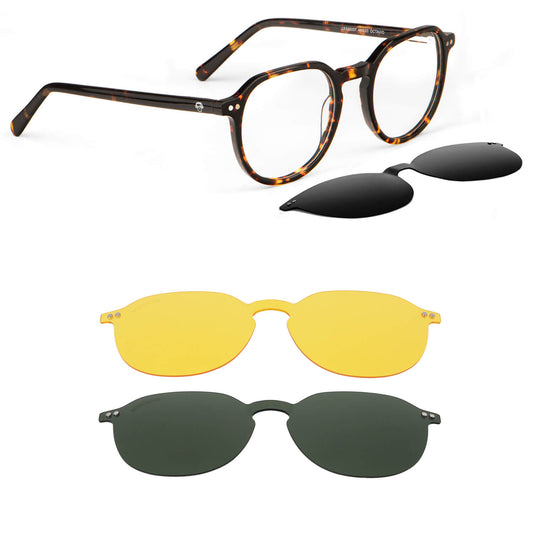 Canarias geometric eyeglass frames in bio-acetate with sun clip · ReFramed, photo 1 of 26