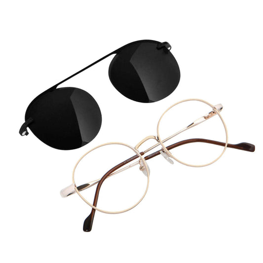 Round Clip round stainless steel eyeglass frames with magnetic sun clip · ReFramed, photo 1 of 18