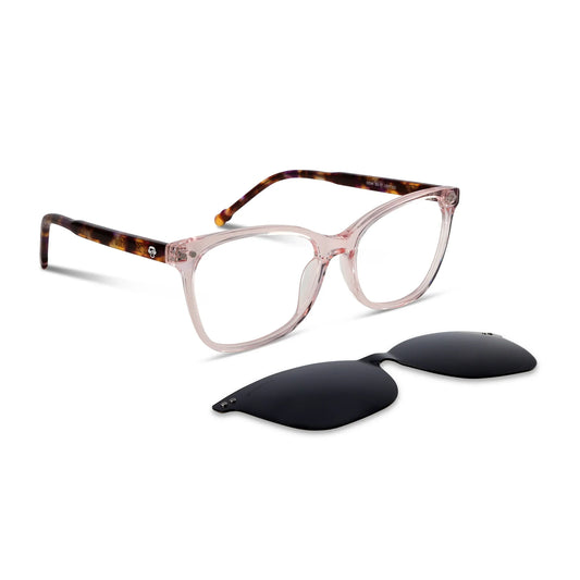 Demi oval eyeglass frames in bio-acetate with sun clip by ReFramed, Pink color · photo 1 of 30