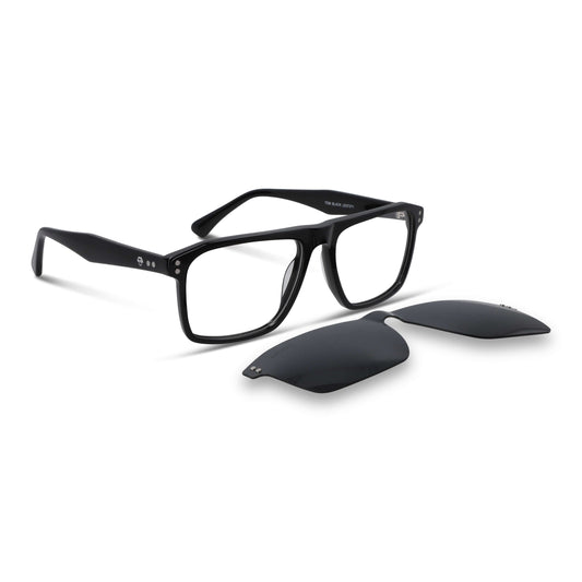 Tom rectangular-oval bio-acetate eyeglass frames with magnetic sun clip · ReFramed, photo 1 of 27