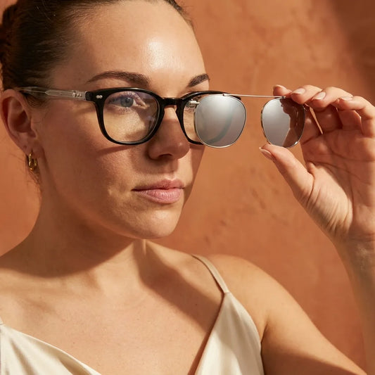 Jhonny Deep oval eyeglass frames in bio-acetate with sun clip, Black color · photo 1 of 30