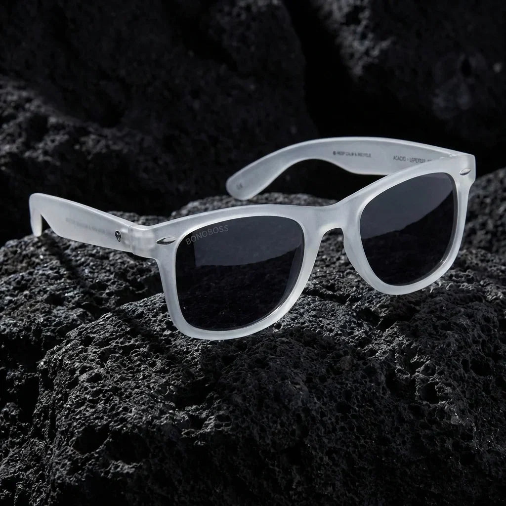 Acacia RPET Clear wayfarer-style polarized sunglasses in recycled plastic · ReFramed, photo 12 of 22