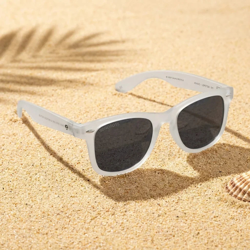Acacia RPET Clear wayfarer-style polarized sunglasses in recycled plastic · ReFramed, photo 13 of 22