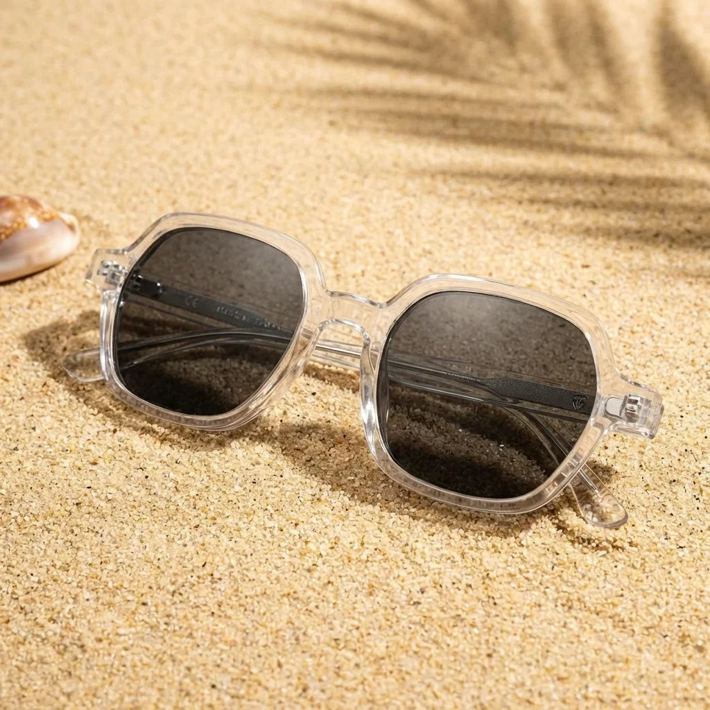 Canarias Geometric Polarized Sunglasses in Bio-Acetate