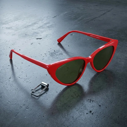 Audrey cat eye polarized sunglasses in acetate, black and red options, photo 26 of 27 · ReFramed