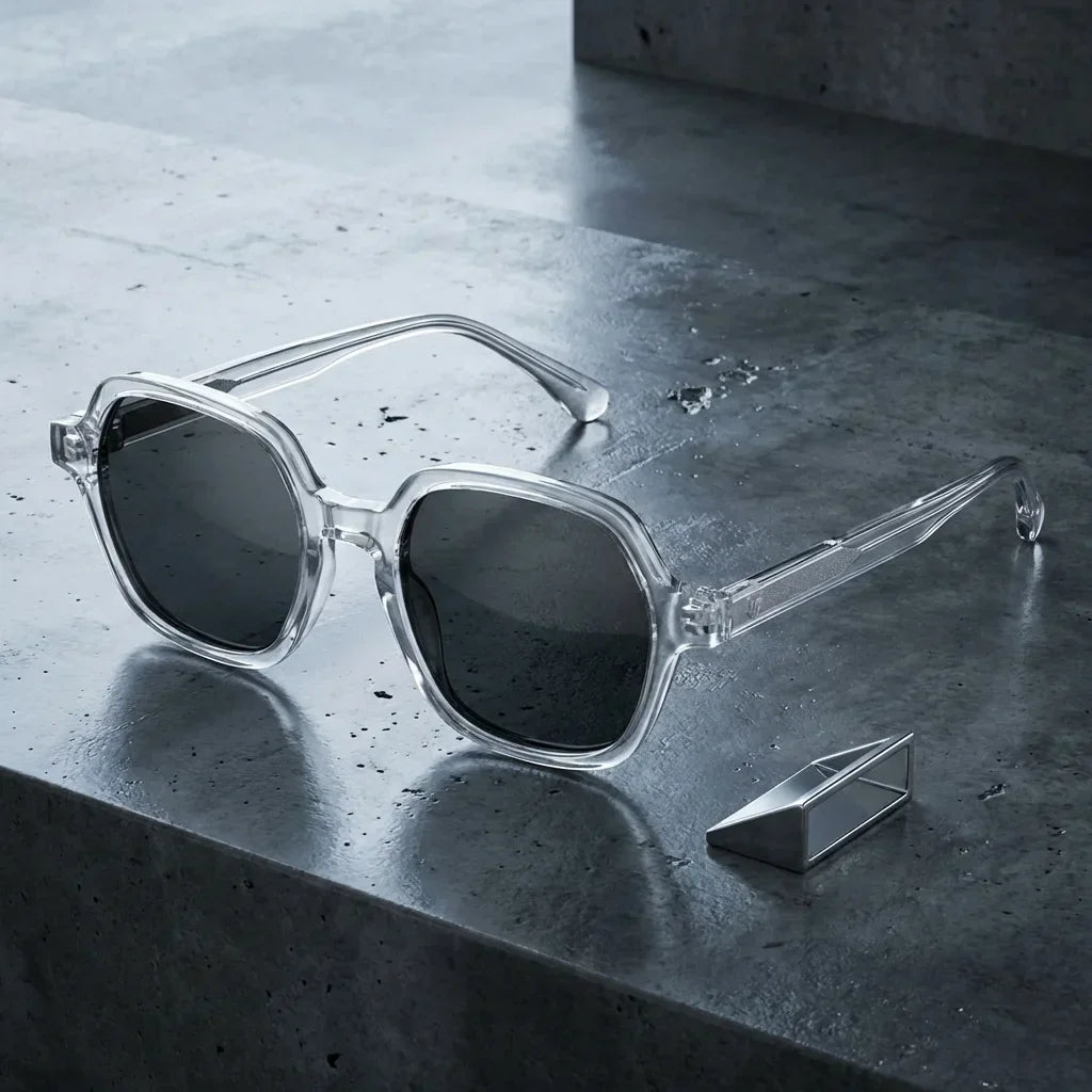 Canarias Geometric Polarized Sunglasses in Bio-Acetate