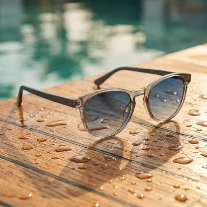 Chiloé 220 Round Polarized Sunglasses in Bio-Acetate & Wood