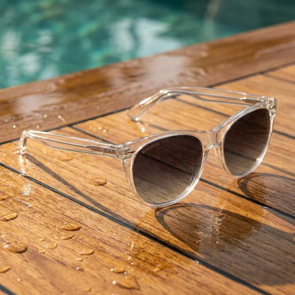 Hanga Roa cat eye polarized sunglasses in bio-acetate and natural wood · ReFramed, photo 27 of 30