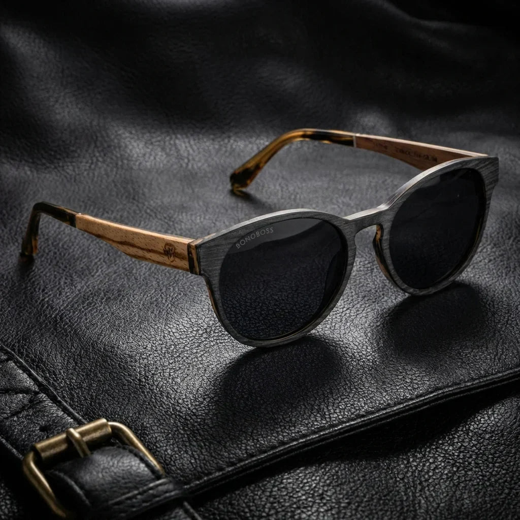 Chiloé 110 Wood round polarized sunglasses in bio-acetate and natural wood · ReFramed, photo 10 of 30