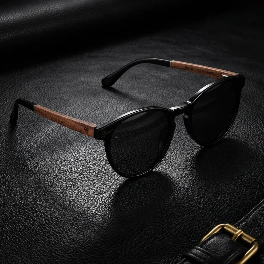 Chiloé 220 round polarized sunglasses in bio-acetate and natural wood · ReFramed, photo 17 of 30