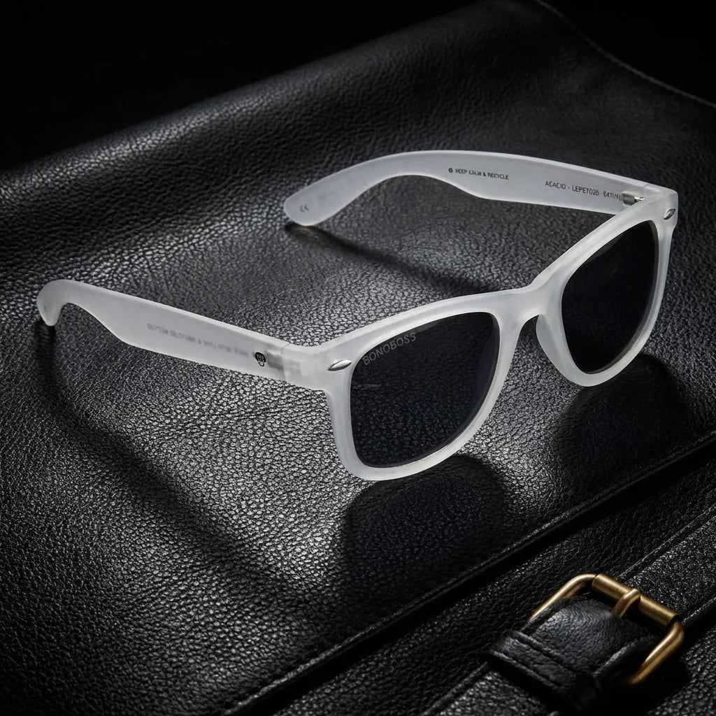 Acacia RPET Clear wayfarer-style polarized sunglasses in recycled plastic · ReFramed, photo 6 of 22