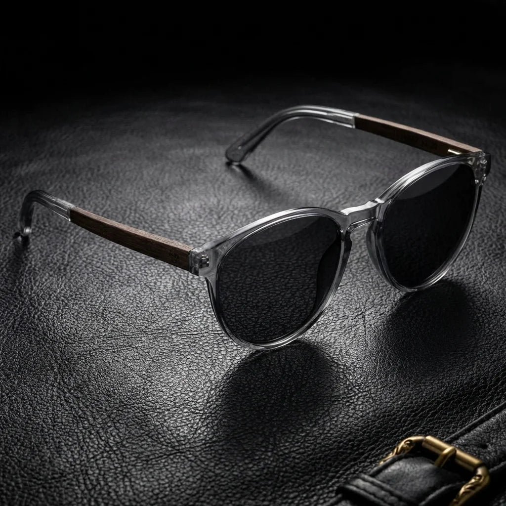 Chiloé 220 round polarized sunglasses in bio-acetate and natural wood · ReFramed, photo 24 of 30
