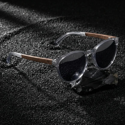 Chiloé 220 Round Polarized Sunglasses in Bio-Acetate & Wood