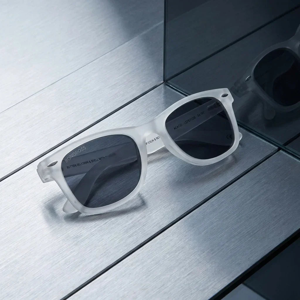 Acacia RPET Clear wayfarer-style polarized sunglasses in recycled plastic · ReFramed, photo 9 of 22