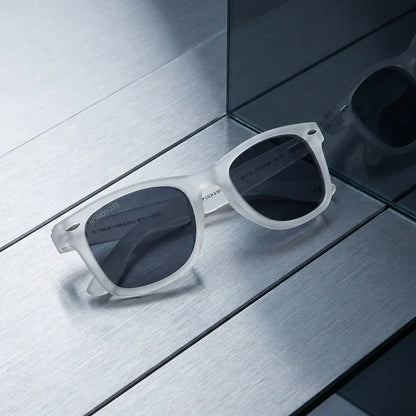 Acacia RPET Clear wayfarer-style polarized sunglasses in recycled plastic · ReFramed, photo 9 of 22