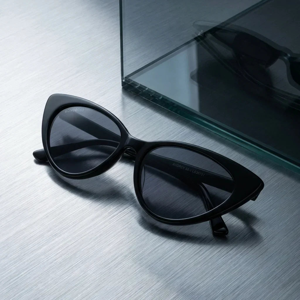 Audrey cat eye polarized sunglasses in acetate, black and red options, photo 8 of 27 · ReFramed