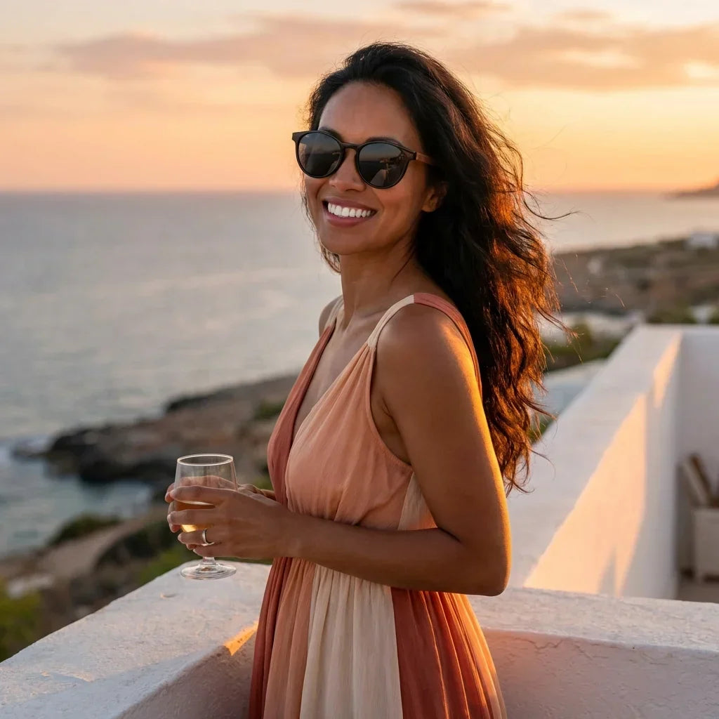 Chiloé 220 round polarized sunglasses in bio-acetate and natural wood · ReFramed, photo 19 of 30