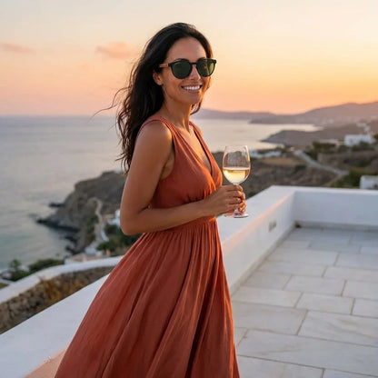 Chiloé 220 Round Polarized Sunglasses in Bio-Acetate & Wood