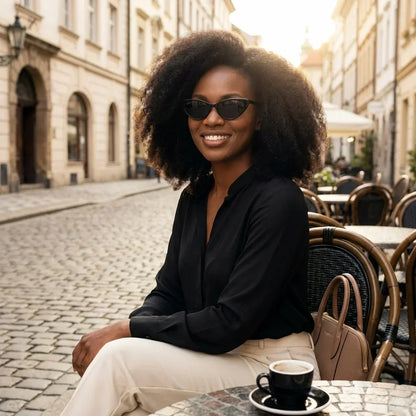 Audrey cat eye polarized sunglasses in acetate, black and red options, photo 22 of 27 · ReFramed
