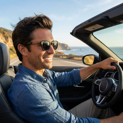 Chiloé 0084 round polarized sunglasses in bio-acetate and natural wood · ReFramed, photo 28 of 30