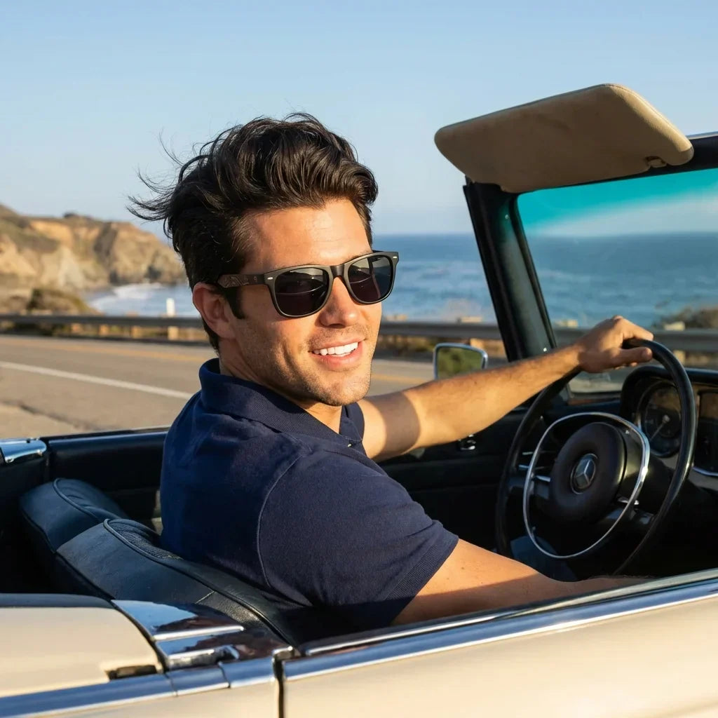 Acacia Dark Designer's wayfarer-style polarized sunglasses in recycled plastic · ReFramed, photo 12 of 30