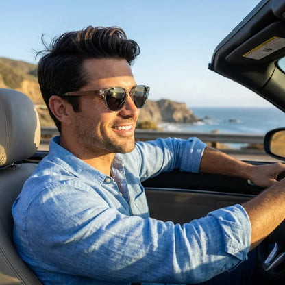 Chiloé 220 Round Polarized Sunglasses in Bio-Acetate & Wood