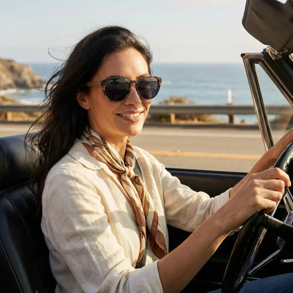 Chiloé 110 Carey round polarized sunglasses in bio-acetate and natural wood · ReFramed, photo 22 of 26
