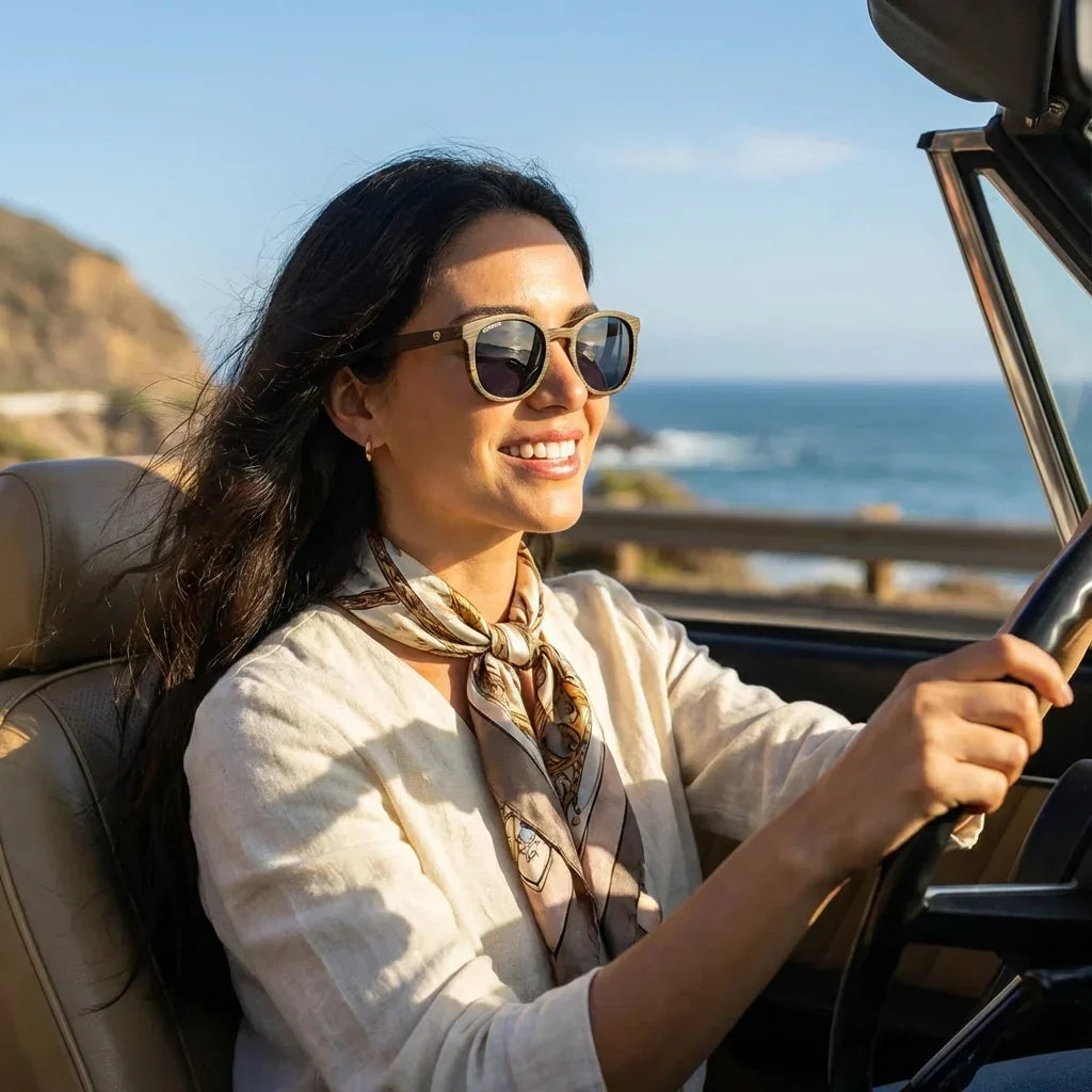 Meli Ebony round polarized sunglasses in recycled plastic and natural wood · ReFramed, photo 21 of 30