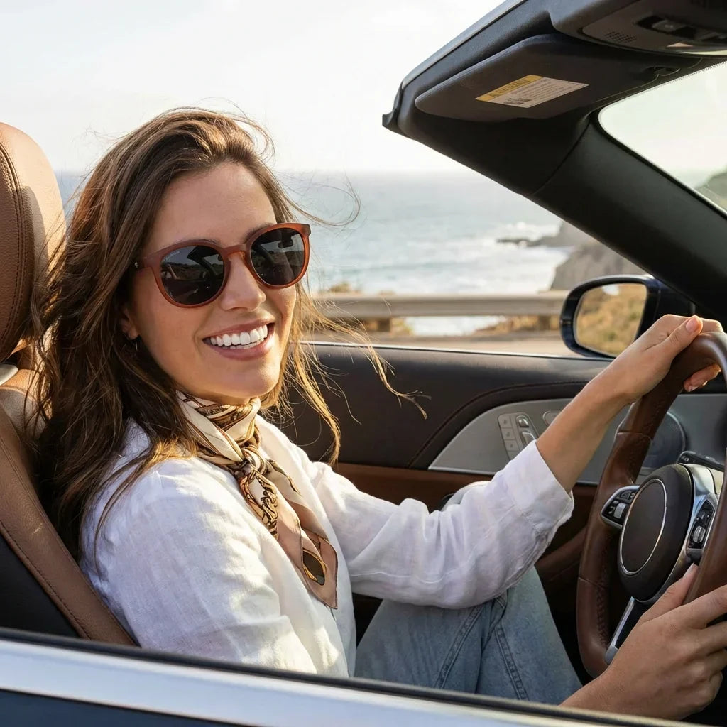 Meli Wine round polarized sunglasses in recycled plastic and natural wood · ReFramed, photo 16 of 30