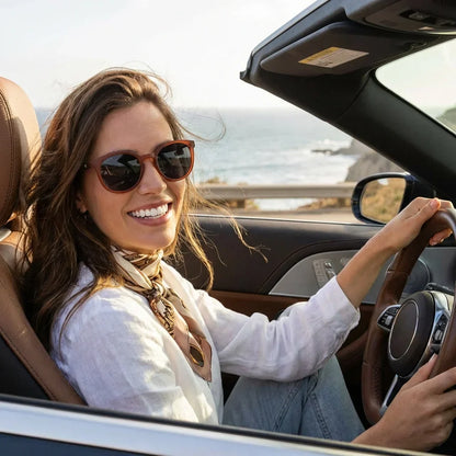 Meli Wine round polarized sunglasses in recycled plastic and natural wood · ReFramed, photo 16 of 30