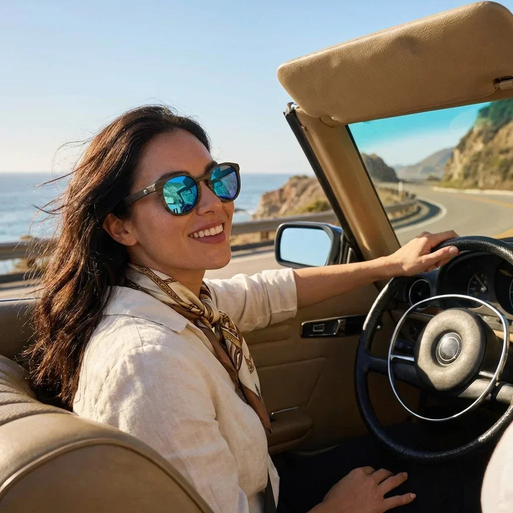 Meli Ebony round polarized sunglasses in recycled plastic and natural wood · ReFramed, photo 30 of 30