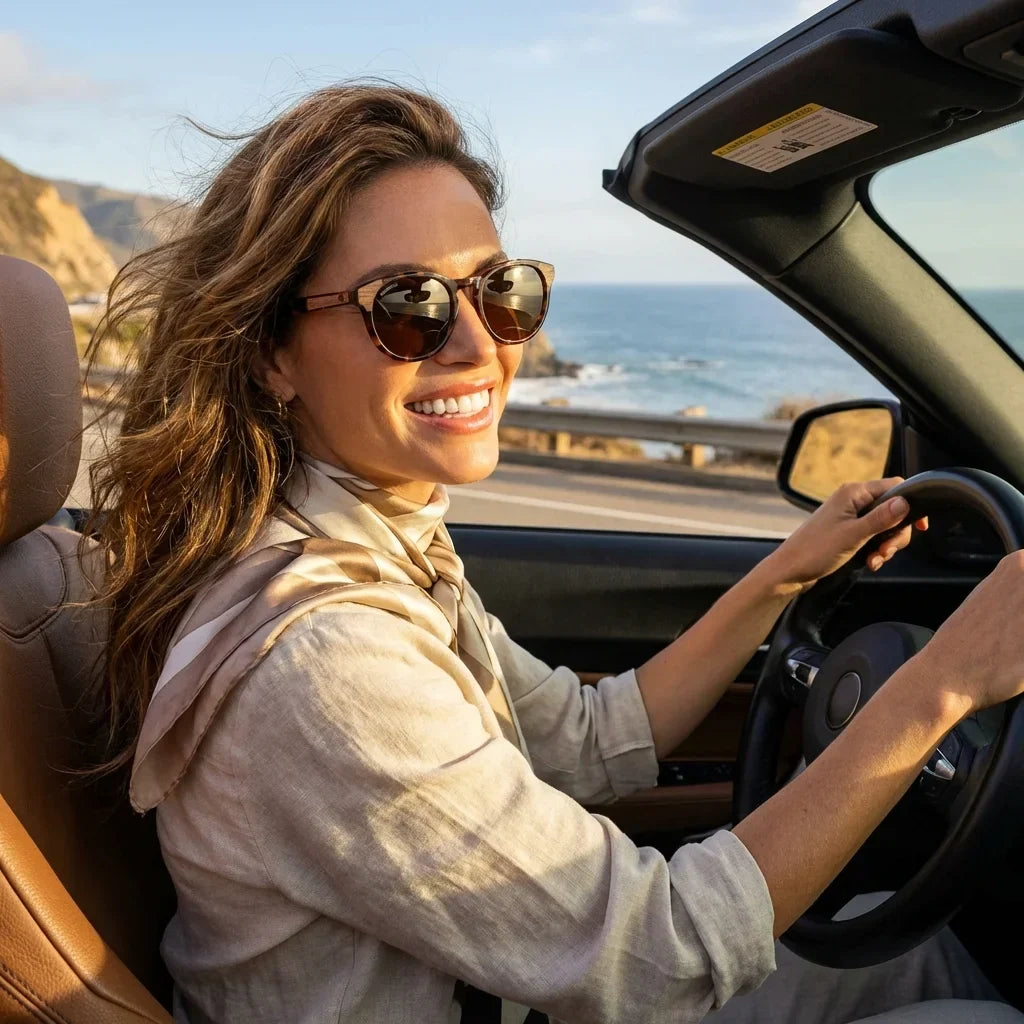 Chiloé 0084 round polarized sunglasses in bio-acetate and natural wood · ReFramed, photo 11 of 30