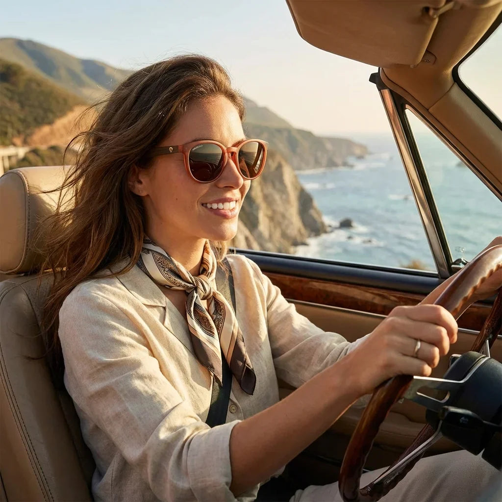 Meli Wine round polarized sunglasses in recycled plastic and natural wood · ReFramed, photo 26 of 30