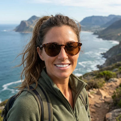 Chiloé 220 Round Polarized Sunglasses in Bio-Acetate & Wood