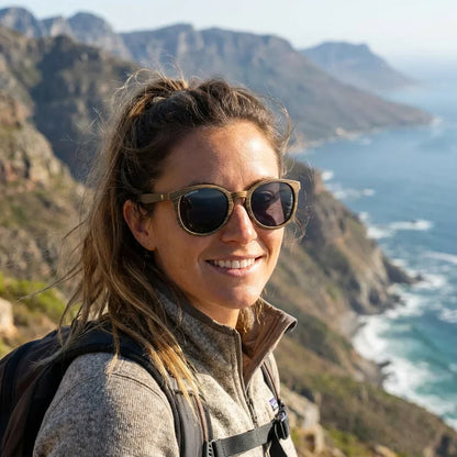 Meli Ebony round polarized sunglasses in recycled plastic and natural wood · ReFramed, photo 17 of 30