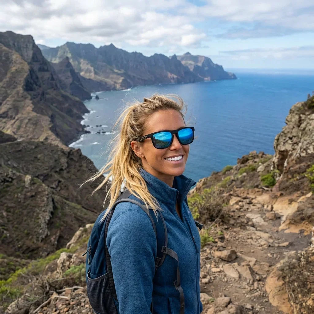 Lautaro Dark Designer's rectangular polarized sunglasses in recycled plastic · ReFramed, photo 18 of 24