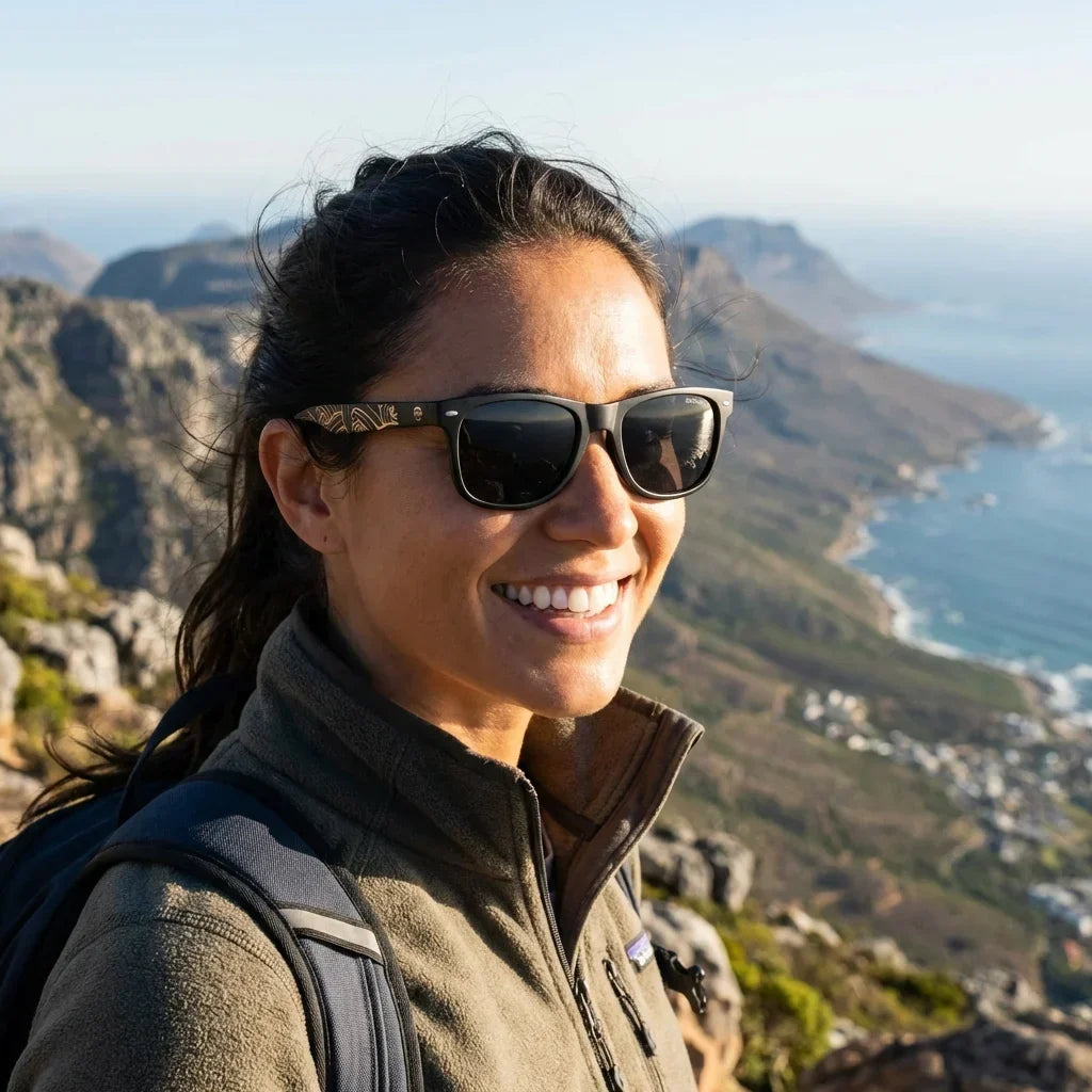 Acacia Dark Designer's wayfarer-style polarized sunglasses in recycled plastic · ReFramed, photo 8 of 30