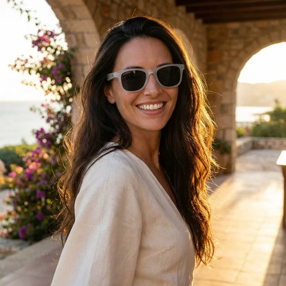 Acacia RPET Clear wayfarer-style polarized sunglasses in recycled plastic · ReFramed, photo 21 of 22