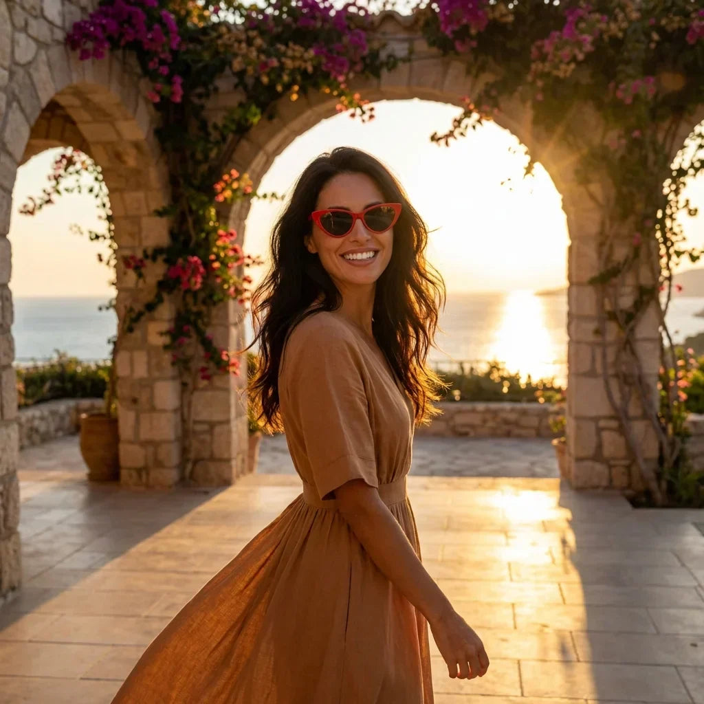 Audrey Red cat eye polarized sunglasses in bio-acetate, retro style · ReFramed, photo 13 of 27