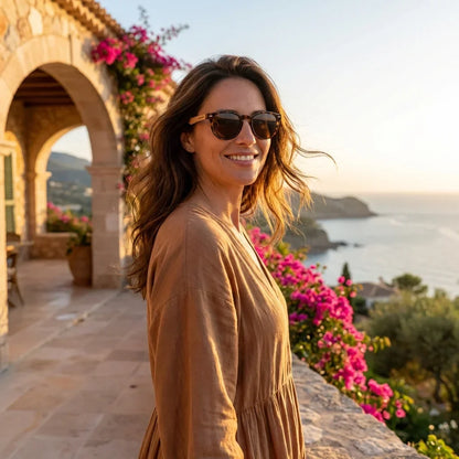 Chiloé 220 Round Polarized Sunglasses in Bio-Acetate & Wood