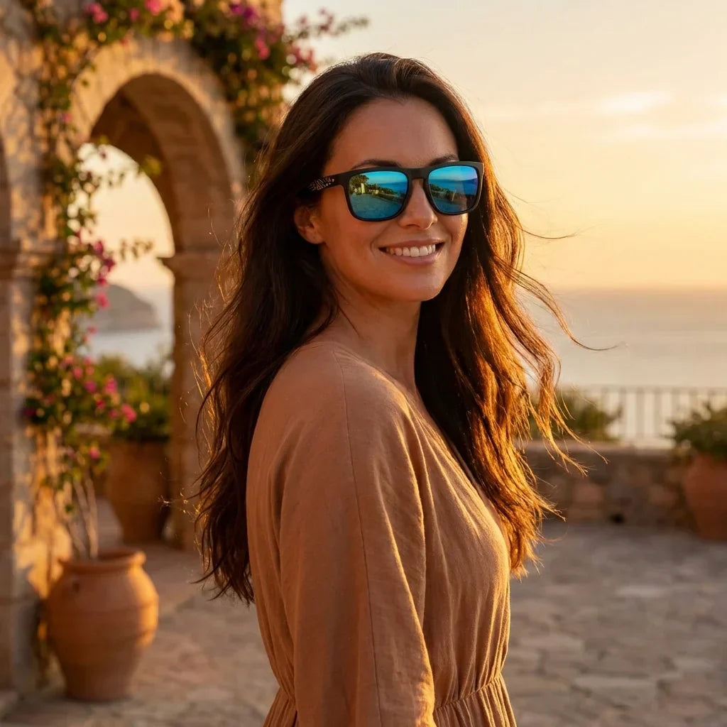 Lautaro Dark Designer's rectangular polarized sunglasses in recycled plastic · ReFramed, photo 19 of 24