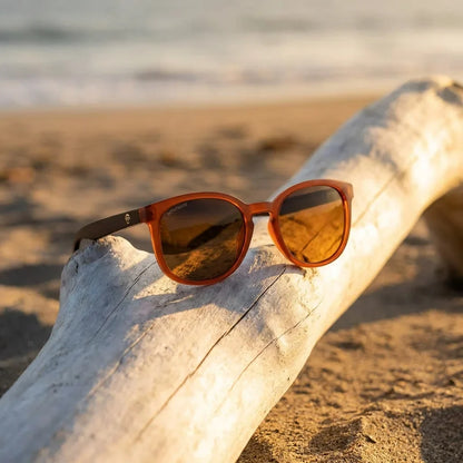 Meli Wine round polarized sunglasses in recycled plastic and natural wood · ReFramed, photo 27 of 30