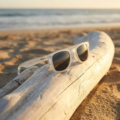 Acacia RPET Clear wayfarer-style polarized sunglasses in recycled plastic · ReFramed, photo 22 of 22