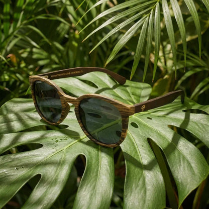 Meli Ebony round polarized sunglasses in recycled plastic and natural wood · ReFramed, photo 20 of 30
