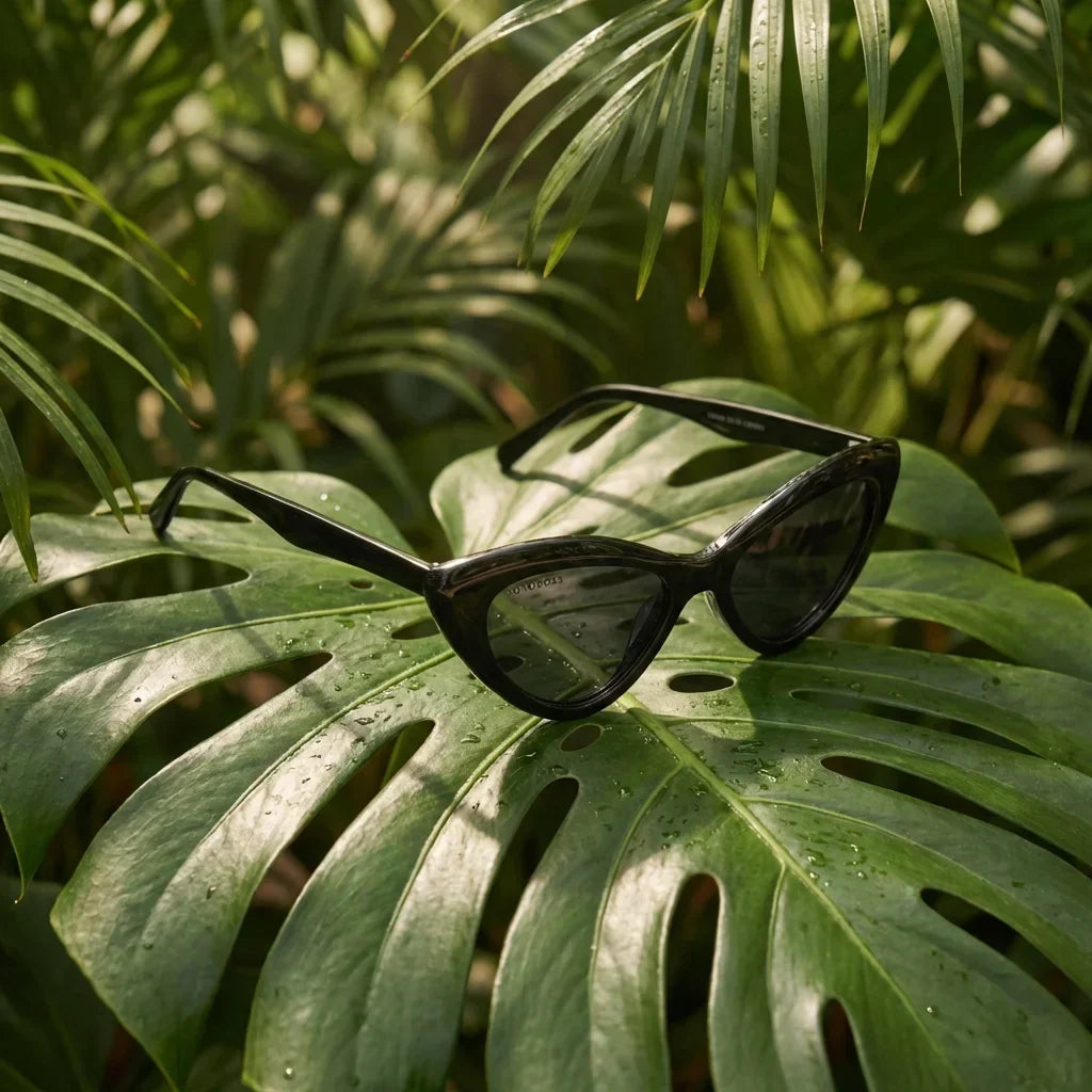 Femme Black cat eye polarized sunglasses in bio-acetate · ReFramed, photo 5 of 15
