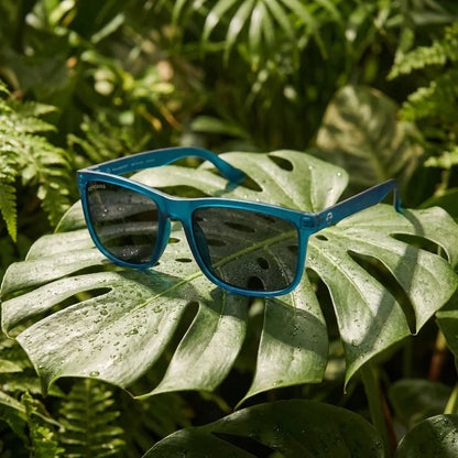 Rapanui RPET rectangular polarized sunglasses in recycled plastic, Light Ocean color · photo 1 of 30