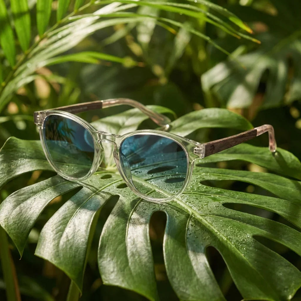 Chiloé 220 Round Polarized Sunglasses in Bio-Acetate & Wood