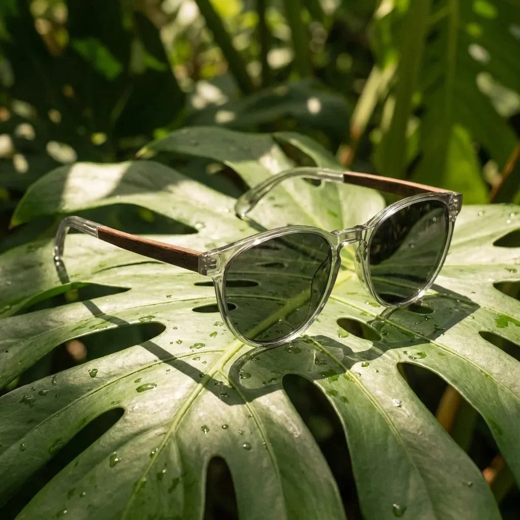 Chiloé 220 round polarized sunglasses in bio-acetate and natural wood · ReFramed, photo 28 of 30